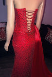 Attractive Sweetheart Slit Sequined Prom Evening Dress For Black Girls HZ0311