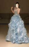 Ball Gown Strapless Light Sky Blue Prom Dress Party Dress Women Graduations Gowns For Teens High Schools HZ0311