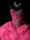 Ball Gown Sweetheart Hot Pink Sleeveless With Beadings Women's Long Quinceanera Dresses Sweet 16 Quince Dress HZ0311