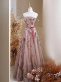 Cute Ball Gown Strapless Floral Tulle Lace Long Prom Dresses Impress 19th Birthday Outfits Prom Gown HZ0311