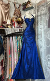 Royal Blue Mermaid Long Prom Dress Beaded Vintage Evening Dress HZ0311