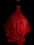 Modest Ball Gown Strapless Red Satin 80s Long Prom Dresses Inspiration Party Gowns Vintage Sweet 16 Dress HZ0311