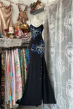 Spaghetti Strap Formal Dress Sheath Chiffon Elegant Prom Dresses Sequin Evening Dress HZ0311