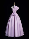 Ball Gown Strapless Lilac Satin Sleeveless With Bow-knot Women's Dress Long Quinceanera Dresses Sweet 16 Quince Dress HZ0311