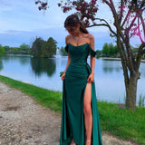 Chic Mermaid Off The Shoulder Dark Green Wedding Guest Dresses Prom Formal Dresses HZ0311