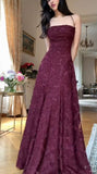 Spaghetti Strap Sheath Wedding Guest Dresses, Lace Rust Red Prom Formal Dresses HZ0311