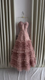 Ball Gown Sweetheart Tiered Ruffled Tulle Long Prom Dress Pink Evening Dresses Sweet 15 16 Gown HZ0311