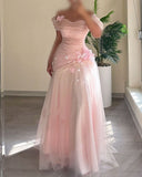 Mermaid Off The Shoulder Pink Tulle Prom Dress Women Long Formal Dance Party Gowns HZ0311