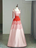 Ball Gown Straps Pink Satin Long Prom Dress Fashion Aesthetic High School Formal Dresses Party Outfits Prom Gown HZ0311