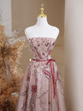 Cute Ball Gown Strapless Floral Tulle Lace Long Prom Dresses Impress 19th Birthday Outfits Prom Gown HZ0311