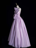 Ball Gown Strapless Lilac Satin Sleeveless With Bow-knot Women's Dress Long Quinceanera Dresses Sweet 16 Quince Dress HZ0311