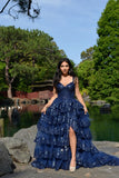 Sexy Ball Gown Off The Shoulder Lace Slit For Black People Girls Prom Dresses Sequin Long Formal Evening Party Gowns HZ0311