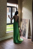 90s Prom Dress Ombre Green Spaghetti Straps Backless Gala Gown Evening Dress Party Outfits HZ0427
