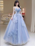 Ball Gowns Prom Dress Women Sweetheart Blue Tulle Long Formal Dance Evening Party Gowns HZ0311