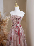 Cute Ball Gown Strapless Floral Tulle Lace Long Prom Dresses Impress 19th Birthday Outfits Prom Gown HZ0311