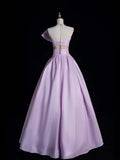 Ball Gown Strapless Lilac Satin Sleeveless With Bow-knot Women's Dress Long Quinceanera Dresses Sweet 16 Quince Dress HZ0311