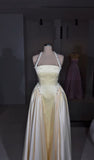Amazing A Line Halter Satin Long Prom Dresses Inspiration Party Dress Prom Gown HZ0311
