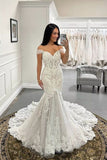 Modest Mermaid Off The Shoulder White Fitted Corset Long Wedding Dress Bride Gowns Wedding Dresses HZ0311