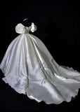 Plain Wedding Dresses Ball Gown Off The Shoulder Short Sleeves Satin Pleated Brides Dress Fitted Long Bridal Gowns HZ0311