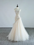 Princesses Elegant Mermaid Sweetheart Tulle Lace Wedding Gown Long Fairytale Summer Wedding Dresses HZ0311