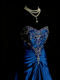 Vintage Ball Gown Sweethart Royal Blue With Beads College Formal Outfit Long Prom Graduation Dresses For Teens HZ0311