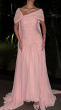 Asymmetrical Beaded Pleated Sleeveless A-Line Prom Dress Formal Dress HZ0311
