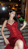 Trendy Mermaid Spaghetti Straps Burgundy Short 16th Birthday Dress Homecoming Dresses Cocktail Gown HZ0311