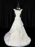 Vintage Wedding Gowns 1960s Dresses Simple Ball Gown Off The Shoulder for Bride With Beads Train White Petite/Plus Size Bridal Gown HZ0311
