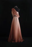 Vintage Prom Dresses 90s Formal A line One Shoulder Pink Chiffon Long Party Gowns Prom Dresses HZ0311