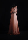 Vintage Prom Dresses 90s Formal A line One Shoulder Pink Chiffon Long Party Gowns Prom Dresses HZ0311