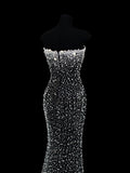 Affordable Sequin 1950s Formal Mermaid Sweetheart With Beaded Pearls Style Impress Long Prom Dresses Party Formal Gowns HZ0311
