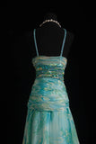 Vintage Prom Dresses 90s Formal Mermaid Halter Blue Chiffon Floral With Beadings Long Party Gowns Prom Dresses HZ0311