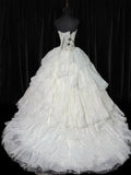 Ethereal Wedding Gowns Brides Dresses Ball Gown Sweetheart Strapless For Bride Lace White Petite/Plus Size Bridal Gown With Beads For Women HZ0311