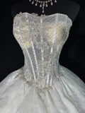 Ethereal Wedding Gowns Brides Dresses Ball Gown Sweetheart Strapless For Bride Lace White Petite/Plus Size Bridal Gown With Beads For Women HZ0311