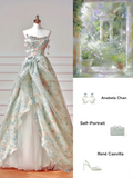 Modest Prom Dresses Aesthetic Ball Gown Strapless Floral Corset Fitted Impress Long Party Formal Gown For Teens High Schools Girls HZ0311