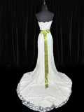 Timeless Women's Mermaid Strapless Sleeveless White Lace Long Vintage Fitted 1920s Wedding Dresses HZ0311