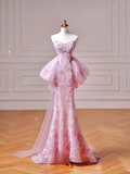 Modest Prom Dresses Aesthetic Mermaid Sweetheart Pink Floral Corset Fitted Impress Long Party Formal Gown For Teens High Schools Girls HZ0311