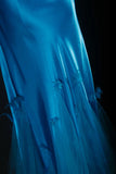 Vintage 90s Prom Dresses Women Mermaid Halter Blue Long Formal Dance Evening Party Gowns HZ0311