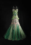 Vintage 90s Prom Dresses Women Mermaid Spaghetti Straps Green Lace Long Formal Dance Evening Party Gowns HZ0311
