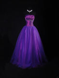 Vintage 90s Prom Dresses Women Ball Gown Strapless Purple Tulle Long Formal Dance Evening Party Gowns HZ0311