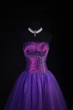 Vintage 90s Prom Dresses Women Ball Gown Strapless Purple Tulle Long Formal Dance Evening Party Gowns HZ0311