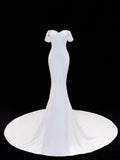 Wedding Gowns Dresses Elegant Modest for Bride Mermaid Off The Shoulder With Sleeves Satin White Petite/Plus Size Bridal Gown For Women HZ0311