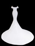 Wedding Gowns Dresses Elegant Modest for Bride Mermaid Off The Shoulder With Sleeves Satin White Petite/Plus Size Bridal Gown For Women HZ0311