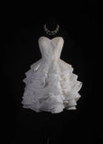 Cute Ball Gown Sweetheart White Satin With Lace Short 18th Birthday Dress Homecoming Dresses Cocktail Gown HZ0311