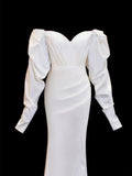 Wedding Gowns Dresses Romantic Mermaid for Bride Off The Shoulder With Sleeves Satin White Petite/Plus Size Bridal Gown For Women HZ0311