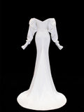 Wedding Gowns Dresses Romantic Mermaid for Bride Off The Shoulder With Sleeves Satin White Petite/Plus Size Bridal Gown For Women HZ0311