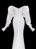 Wedding Gowns Dresses Romantic Mermaid for Bride Off The Shoulder With Sleeves Satin White Petite/Plus Size Bridal Gown For Women HZ0311