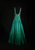 Vintage A Line Halter Green Satin Party Dress With Beads 1950s Retro Classy Birthday Dinner Long Prom Dresses HZ0311