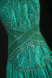 Vintage A Line Halter Green Satin Party Dress With Beads 1950s Retro Classy Birthday Dinner Long Prom Dresses HZ0311