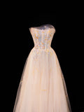 Ball Gowns Prom Dress Aesthetic Strapless Champagne With Lace Style Impress Long Prom Dresses Party Formal Gowns HZ0311